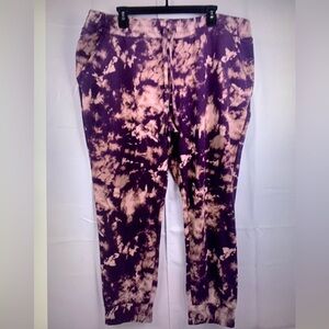 Flirtitude Womens plus size 2XL sweatpants joggers purple tie dye